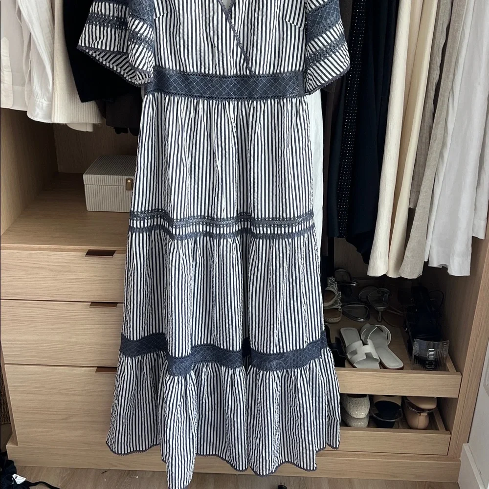 Jonathan Simkhai Navy and White Striped Maxi Dress Size M - Picture 4 of 9